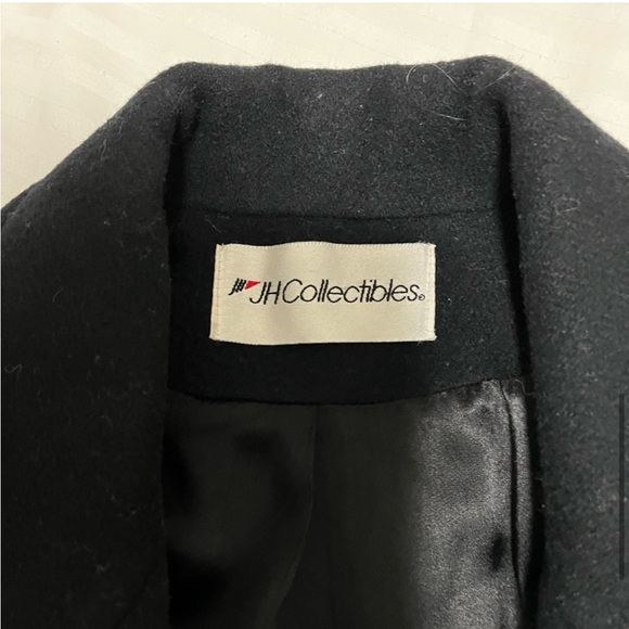 Vintage Union Made JH Collectibles Wool Long Trench Coat Black sz Medium / Large - Picture 8 of 14